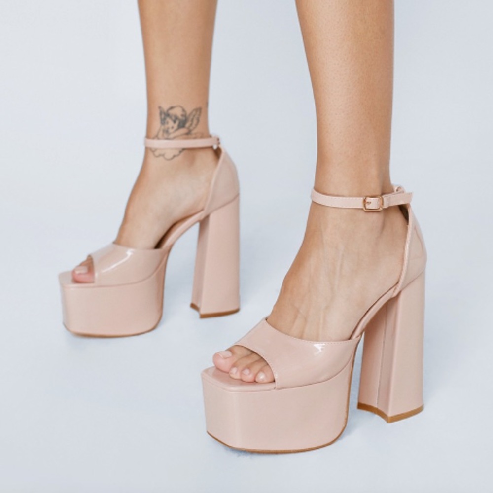 Nasty Gal Faux Leather Platform Heels